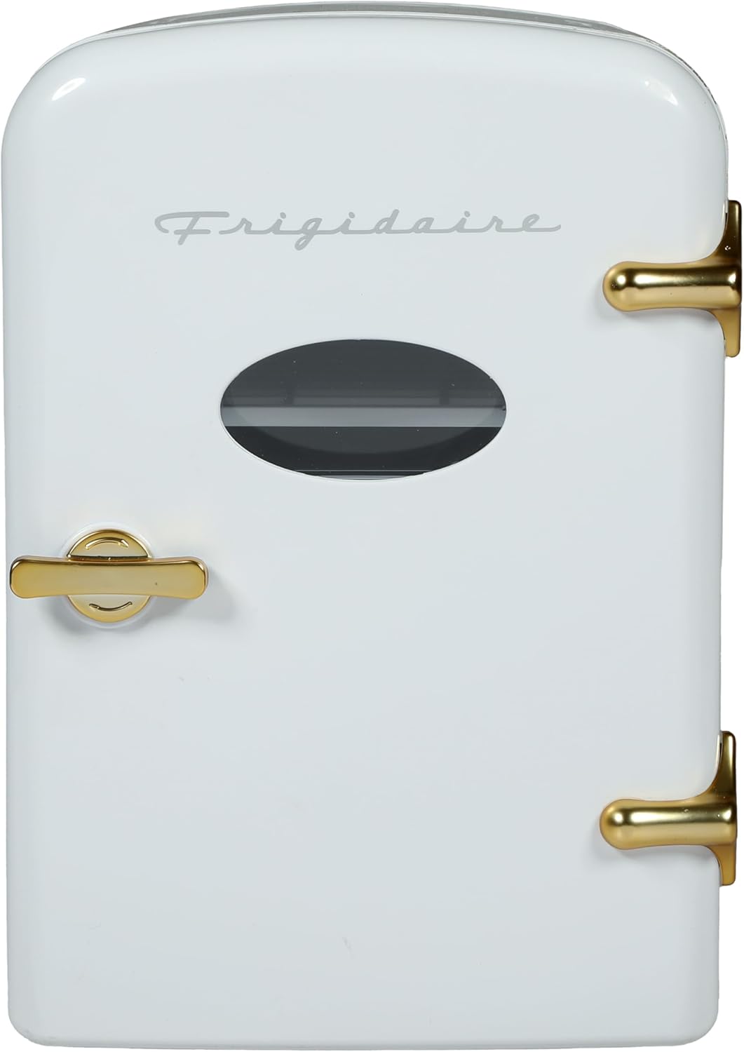 Frigidaire Retro Mini Personal Fridge Cooler, Holds up to 9 Cans, Portable for Car, Office, Bedroom, Dorm Room, or Cabin, Includes 110V AC and 12V DC cords - White Gold (Special Edition Color)