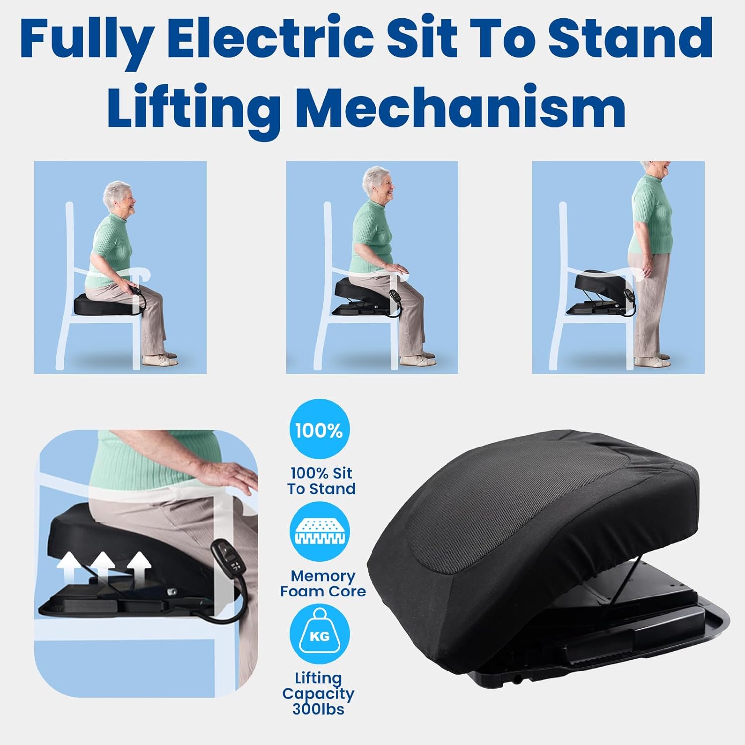 Electric Lift Cushion for Elderly,Electric Chair Lift Assist Devices for Seniors,Lifting Cushion for Elderly Sit to Stand,Lift Seats to Help Seniors Stand Up,Support Up to 300lbs