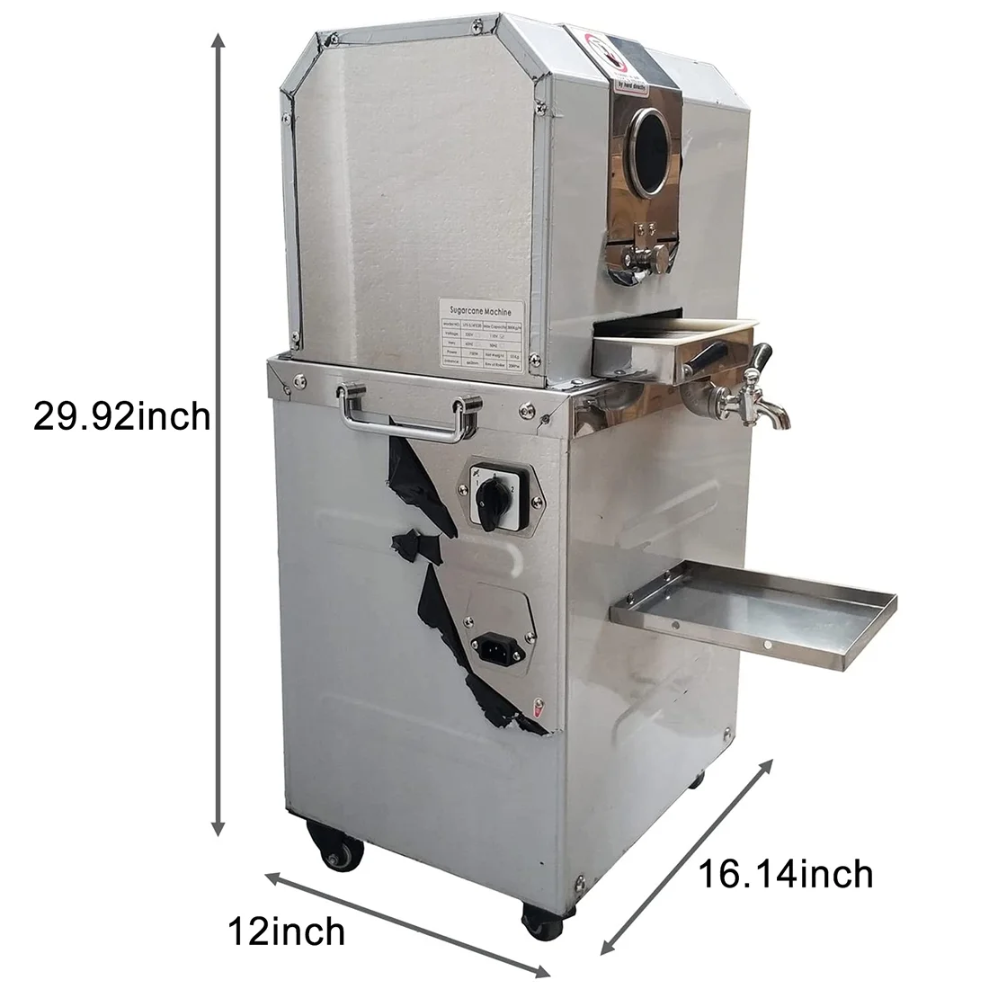 PreAsion Vertical Electric Sugarcane Juicer Juice Press Machine 4 Rollers Stainless Steel Silver