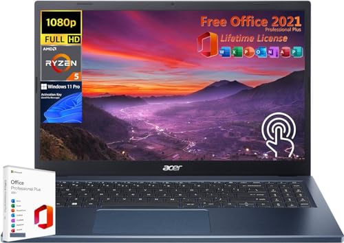 acer Newest Aspire 3 Touchscreen Laptop - with Microsoft Office Lifetime License and Windows 11 Pro, 15.6