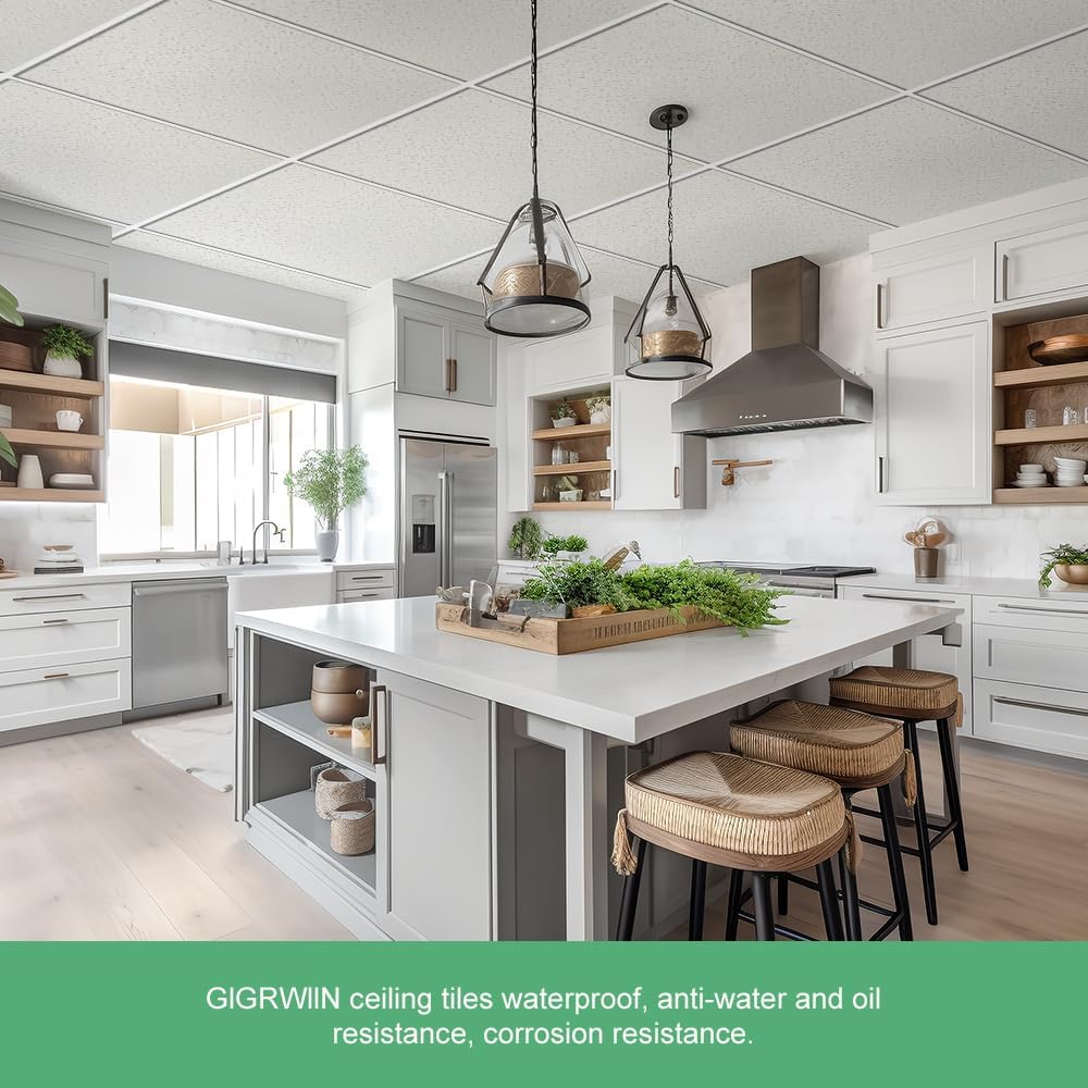 2ft x 4ft Printed Pro Ceiling Tiles - PVC Ceiling Panel 24 x 48in – Waterproof, Washable and Fire-Rated - High-Grade PVC to Prevent Breakage-Package of 10 Tiles