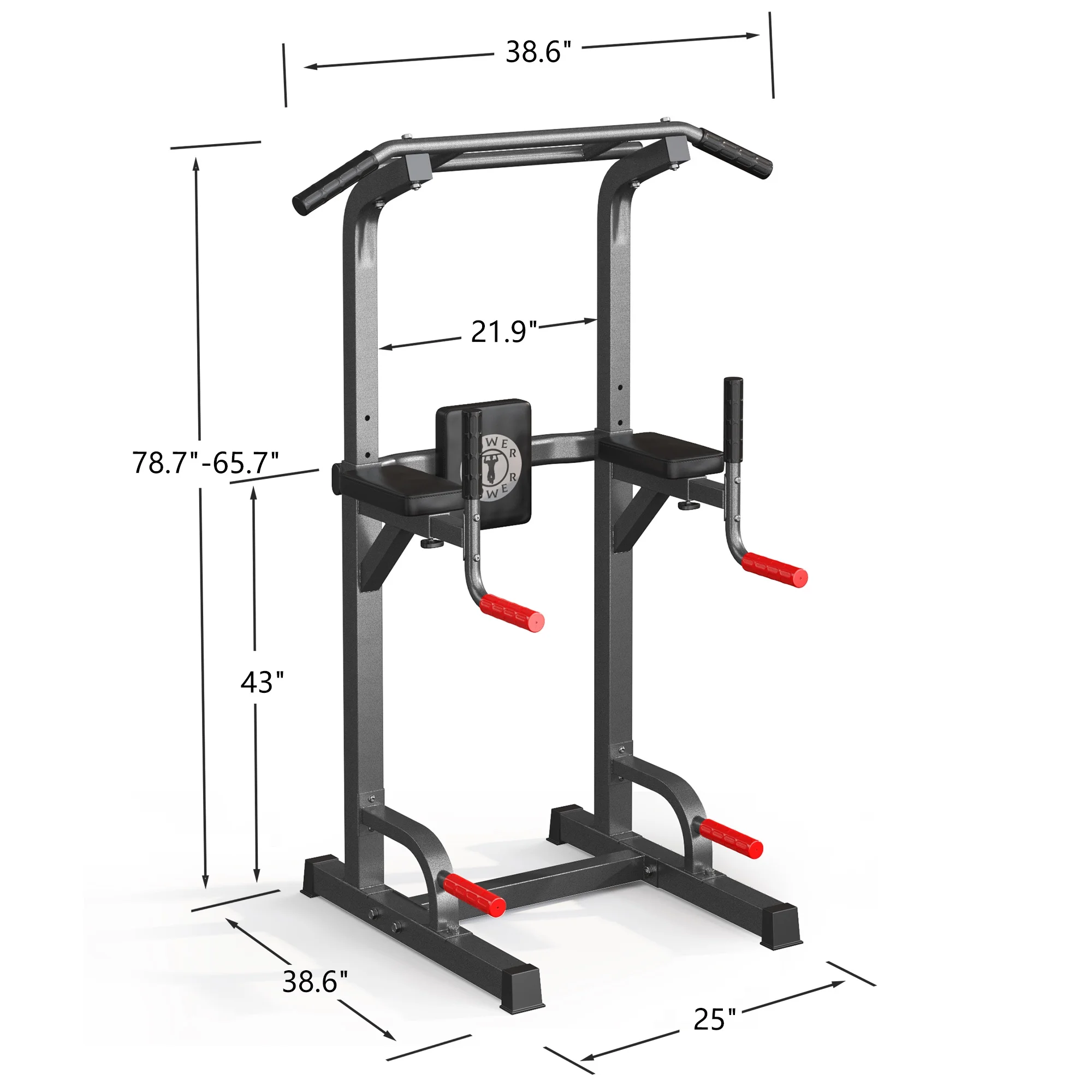 SogesPower Power Tower Dip Station Pull Up Bar Stand with Adjustable Height, Multifuctional Traing Equipment for Home