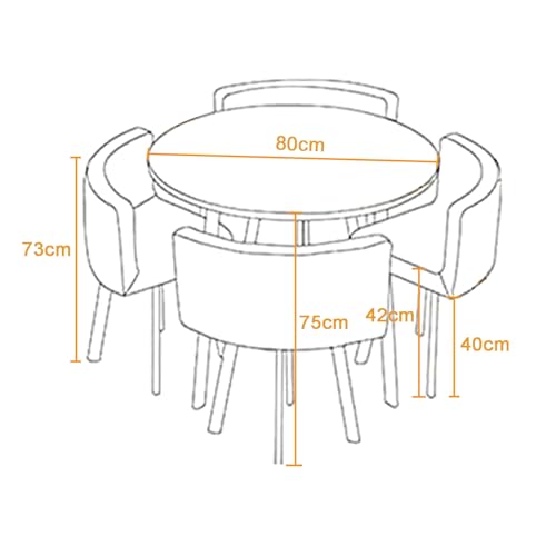 Round Kitchen Table and Chairs Set, Dining Room Table Set for 4, Modern Space-Saving Conference Table Set, Dining Table Set for Breakfast Nook, Living Room