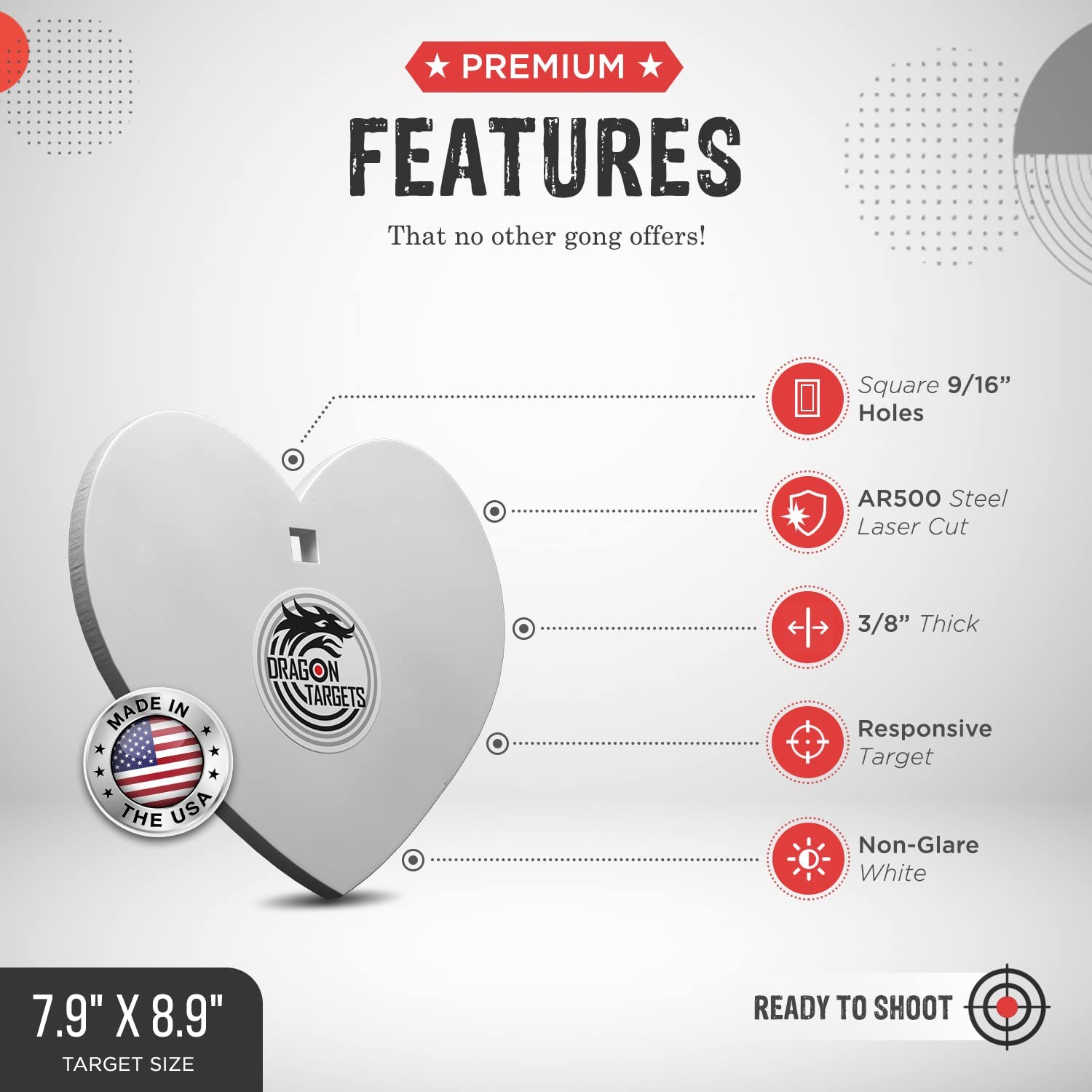 Dragon Targets Rancher Supply AR500 Steel Targets for Shooting 3/8 inch Thick Laser Cut Animal Shapes, Painted and Ready to Shoot AR500 Steel Targets Made in USA (Spade)