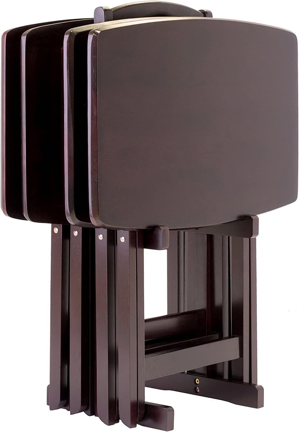 Folding Wooden Tray Table Portable, Lightweight and Functionality with No Assembly Required, Espresso Color, 15.75