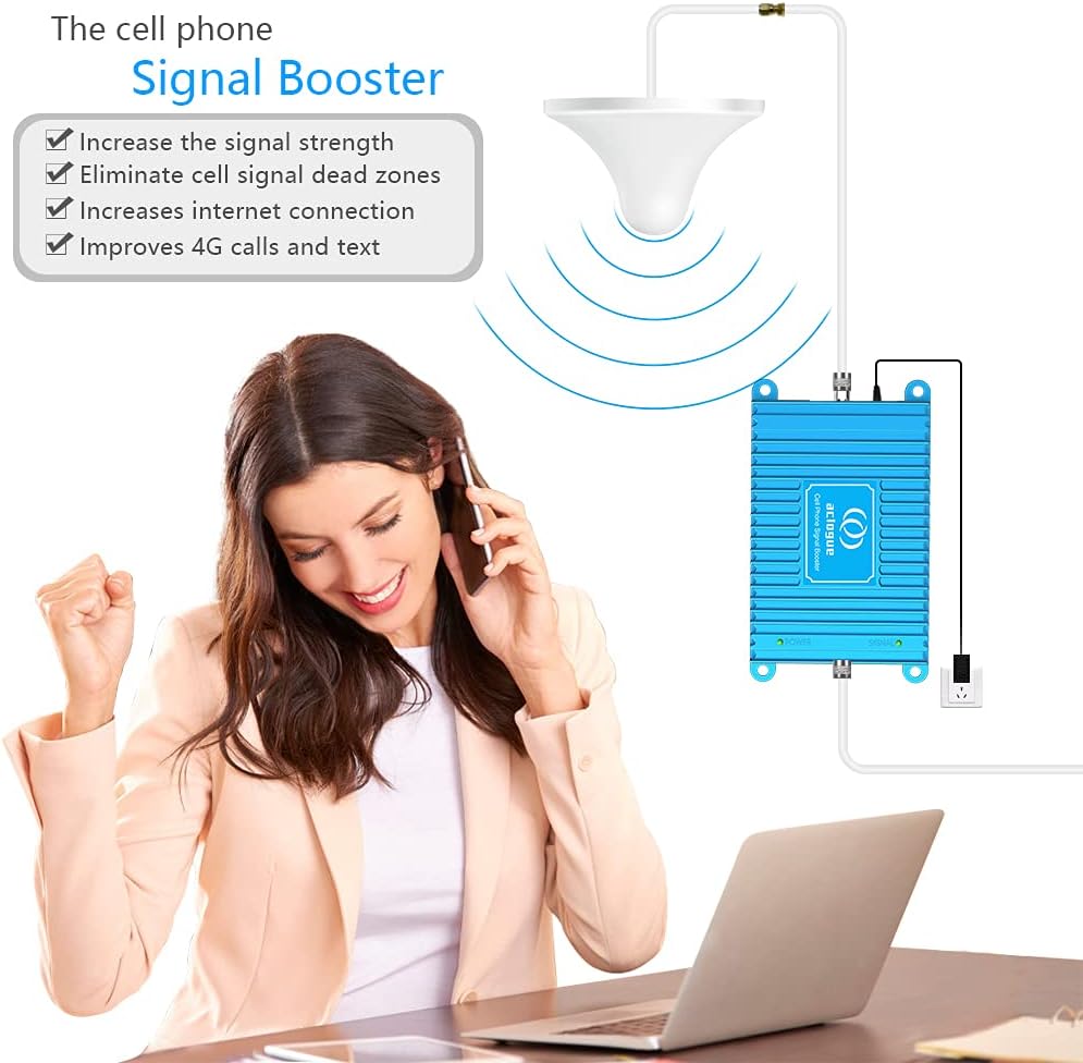 ATT Phone Signal Booster 5G 4G LTE Home Cell Phone Signal Booster 700MHz Band 12/17 FDD Cell Signal Repeater Amplifier Antenna Kits, Boosts 5G 4G LTE, Covers up to 4,500 Sq.Ft, FCC Approved (Blue)