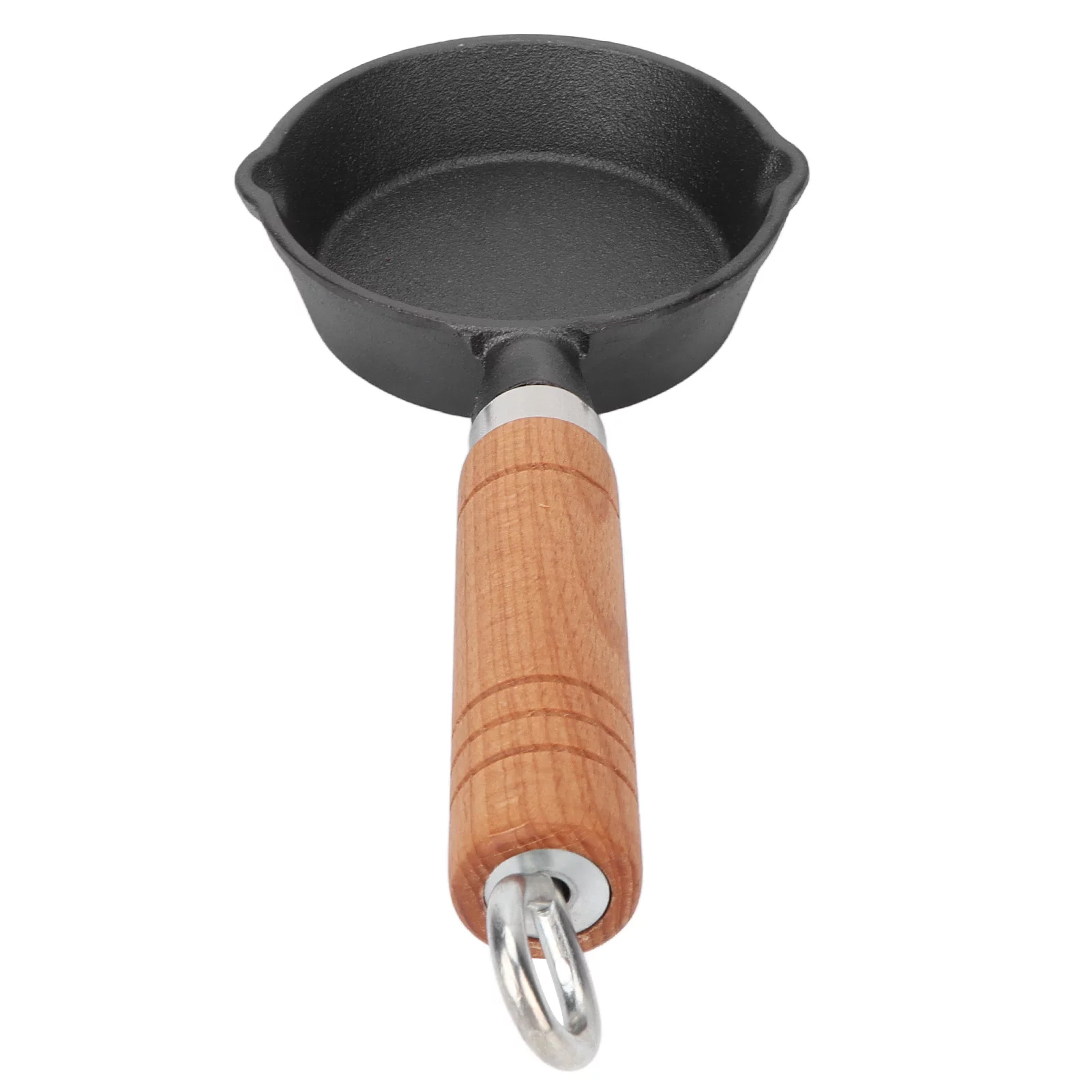 10CM Casting Iron Pan with Wood Handle Egg Frying Pan Mini Flat Bottomed Pancake Pan Kitchen Utensils