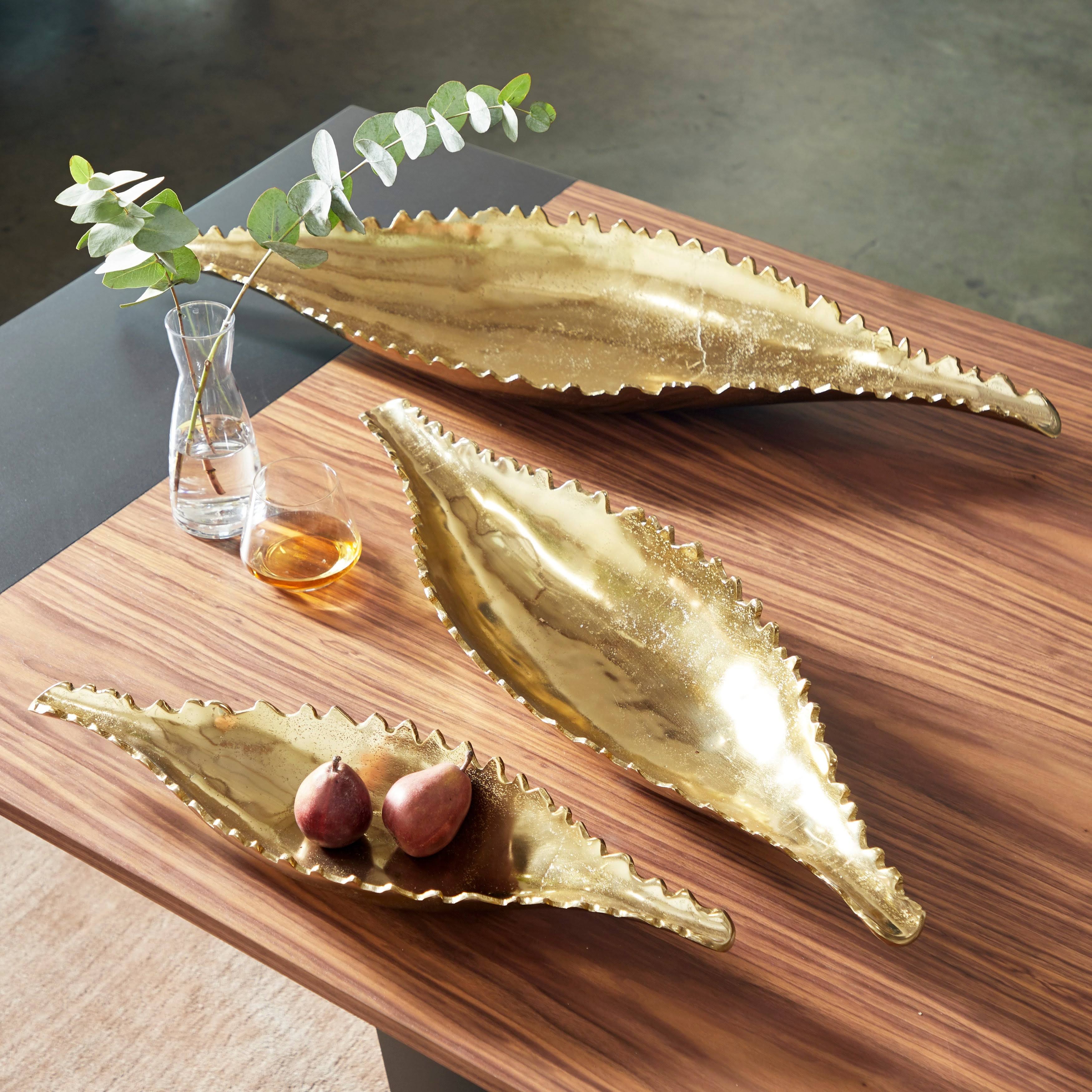 Venus Williams Large Metallic Gold Metal Boat Trays, Set of 3, 80755