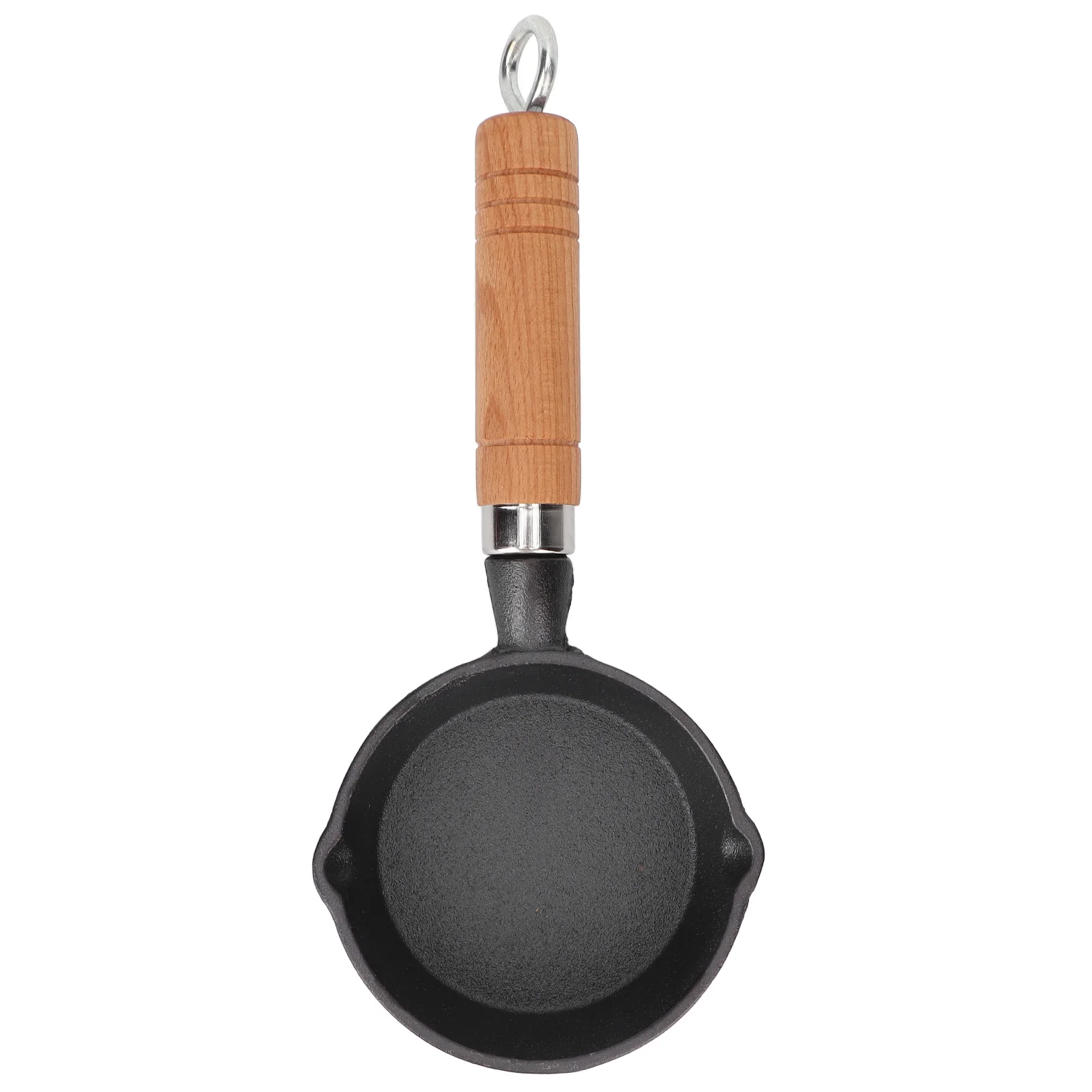 10CM Casting Iron Pan with Wood Handle Egg Frying Pan Mini Flat Bottomed Pancake Pan Kitchen Utensils