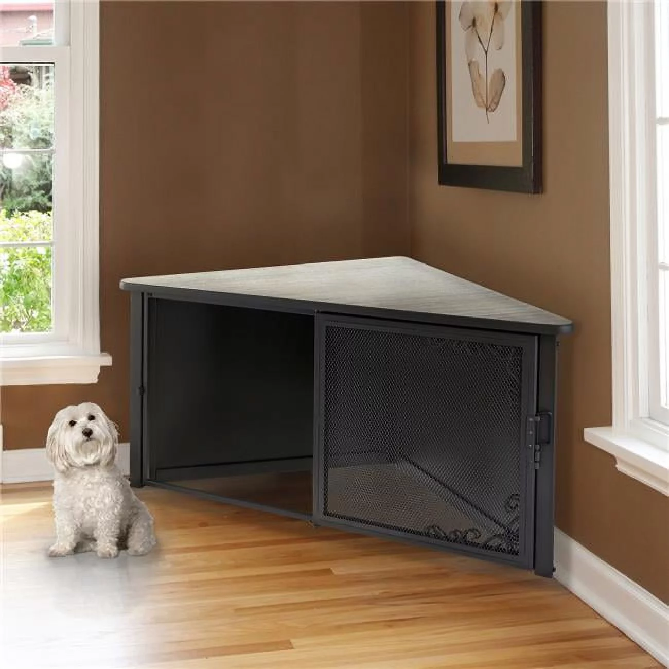 Accent Corner Table Pet Crate Medium