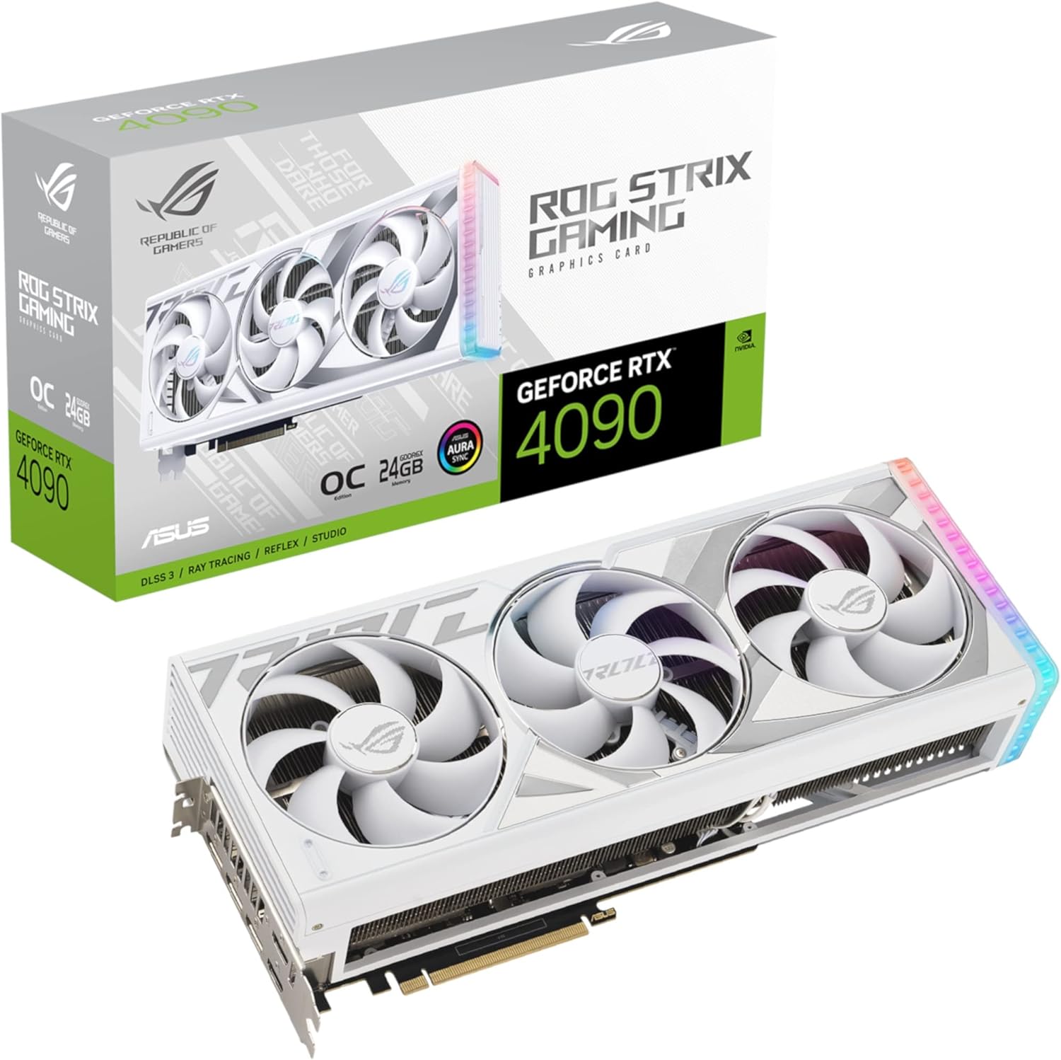 ASUS ROG Strix GeForce RTX 4090 OC Edition Gaming Graphics Card White (PCIe 4.0, 24GB GDDR6X, HDMI 2.1a, DisplayPort 1.4a)