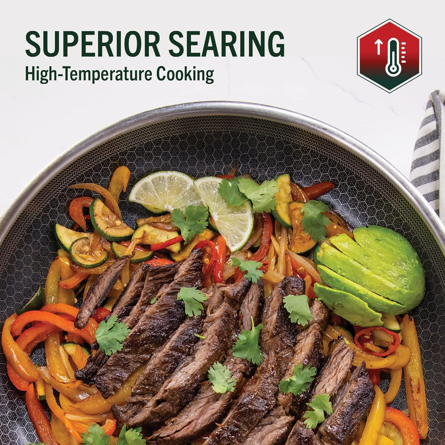 HexClad 4 Piece Hybrid Stainless Steel Cookware Set - 10 Inch Frying Pan with Lid and 12 Inch Frying Pan with Lid, Stay Cool Handle, Dishwasher and Oven Safe