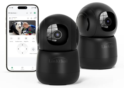 Pet Camera Indoor, Indoor Camera Wireless with 2k 360 Translation 90 Tilt Auto Tracking Motion Detection Night Vision Live Notice Schedule Share View, Pet Camera Indoor with Phone App 2.4GHz, 2 Pack