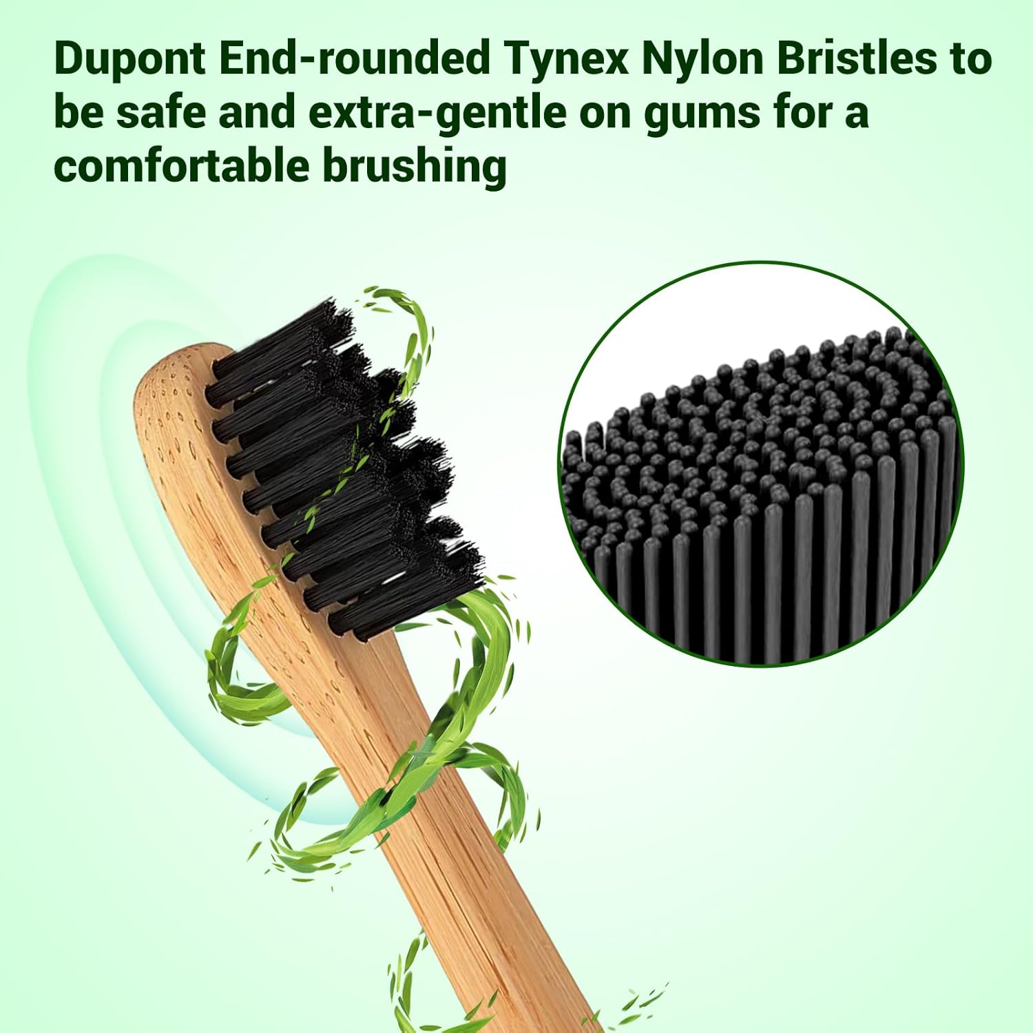 Bamboo Electric Toothbrush, 5 Cleaning Modes Sonic Toothbrush-Newly &Bamboo Electric Toothbrush Replacement Heads with Plant-Based Bristle Compatible with Philips Sonicare 4 Pack