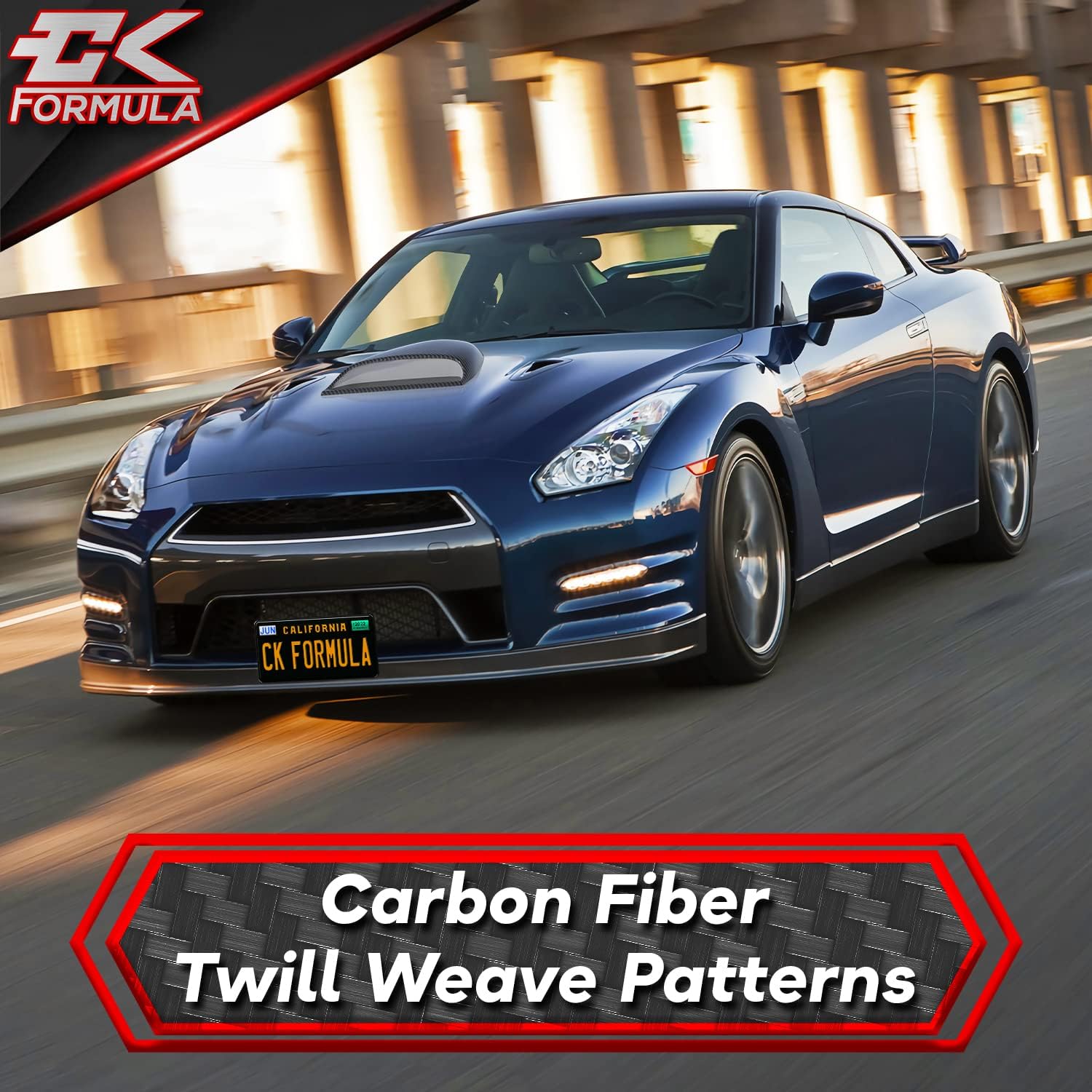 CK Formula Carbon Fiber Hood Scoop - Front Car Hood Vent Cover, No-Drill Universal Fit for Flat Hoods, Coupe, Trucks, SUV, JDM Style Body Kit, Waterproof, Aftermarket Automotive Accessory, 1 Piece Pack of 2