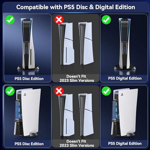 Upgraded PS5 Cooling Fan with USB HUB Bundle Kit, Quieter External PS5 Fan with 3 Different Fan speeds, PS5 USB HUB for PS5 Accessories with Charger & Data Transmission, PS5 Fan for PS5 Disc & Digital