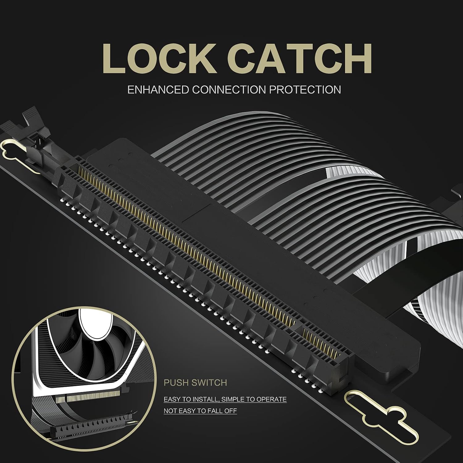 ASIAHORSE PCIE 4.0 16x Shielded Extreme High Speed Riser Cable with PCI Express Port for GPU Extension Card-Right Connector(20CM-90)