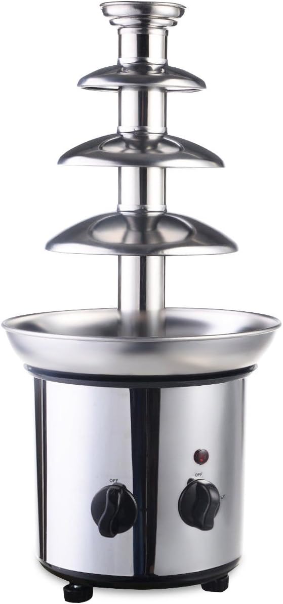 4 Tiers Commercial Stainless Steel Hot Luxury Chocolate Fondue Fountain New, 20'' 5'' 5'', Sliver
