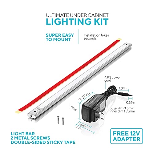 Phonar 36 inch Under Cabinet Lighting for Kitchen Closet,LED Count Light Motion Sensor with Plug in Hardwired for Wardrobe(Cold White)