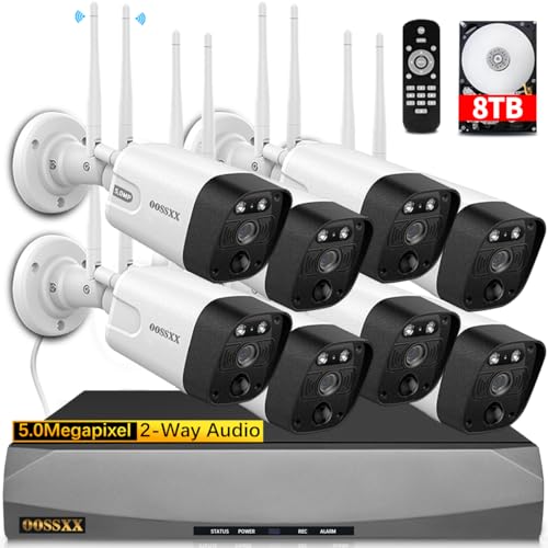 2-Way Audio & PIR Detection Dual Antennas Outdoor Wireless Security Camera System 5.5MP Wi-Fi Video Surveillance DVR System