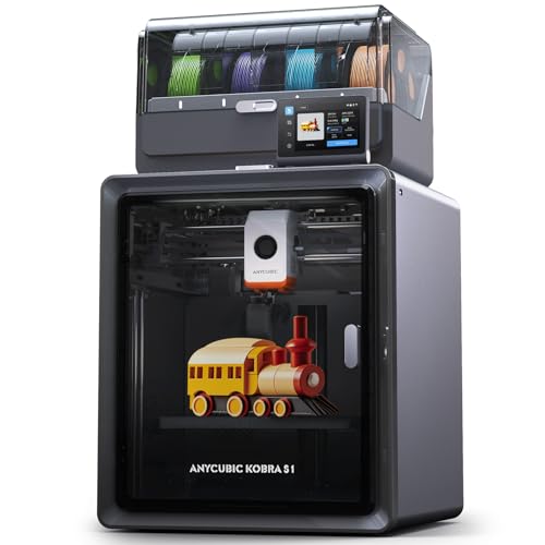 Anycubic 3D Printer Kobra S1 Combo, Multi-Color 3D Printer Max 600mm/s High Speed Printing High Precision, Works Right Out of Box Sealed Storage Intelligent Mult-Filament Drying 9.8