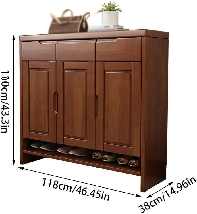 Shoe Storage Cabinet Entrance Shoe Cabinet with 3 Storage Drawers Home Living Room Corridor Solid Wood Shoe Cabinet Storage Cabinet Shoe Cabinet for Entryway(A)