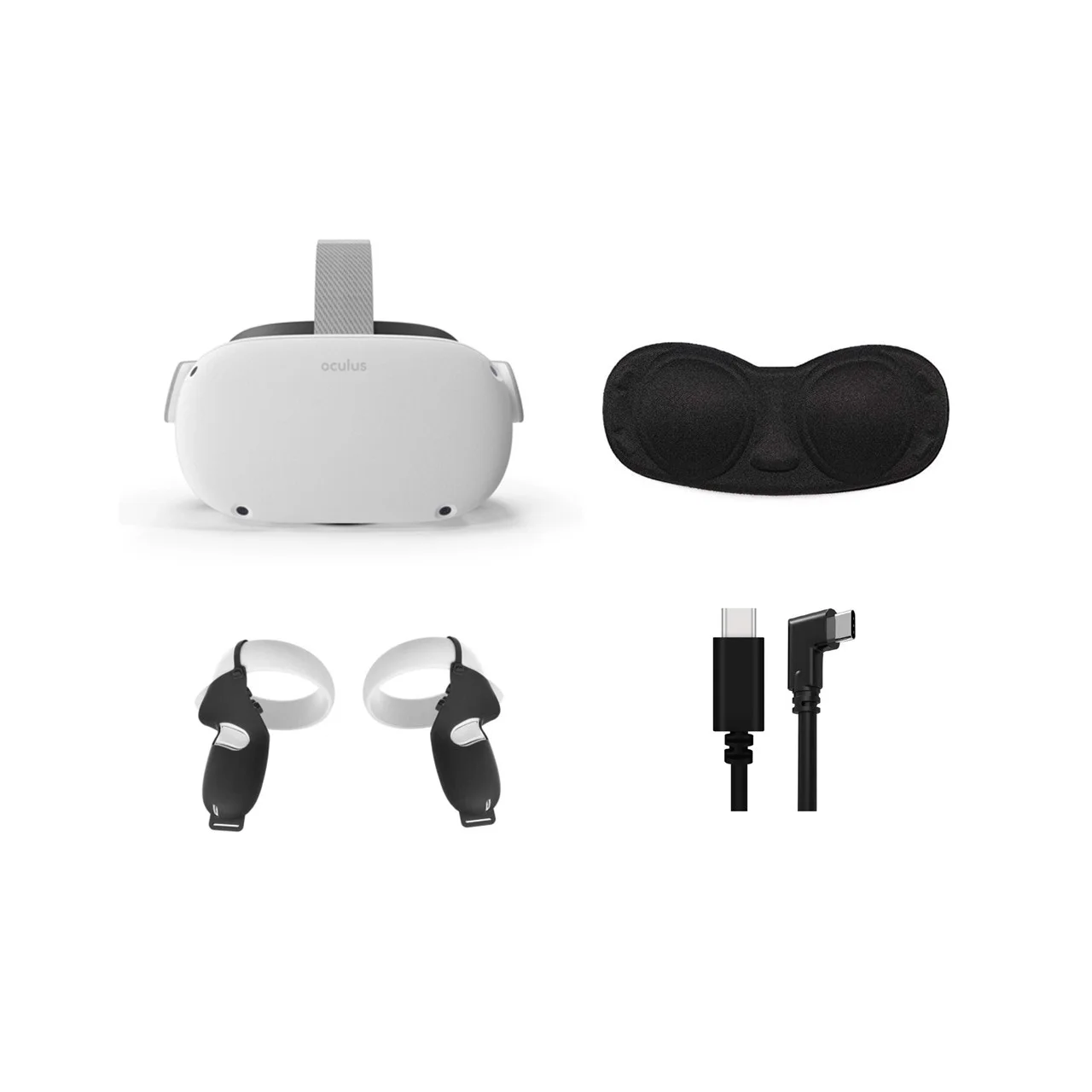 2021 Meta Oculus Quest 2 All-In-One VR Headset 128GB, Touch Controllers, 1832x1920 up to 90 Hz Refresh Rate LCD, 3D Audio, Mytrix Link Cable (3M), Black Grip Cover, Lens Cover, Silicone Face Cover - Radiant Selections