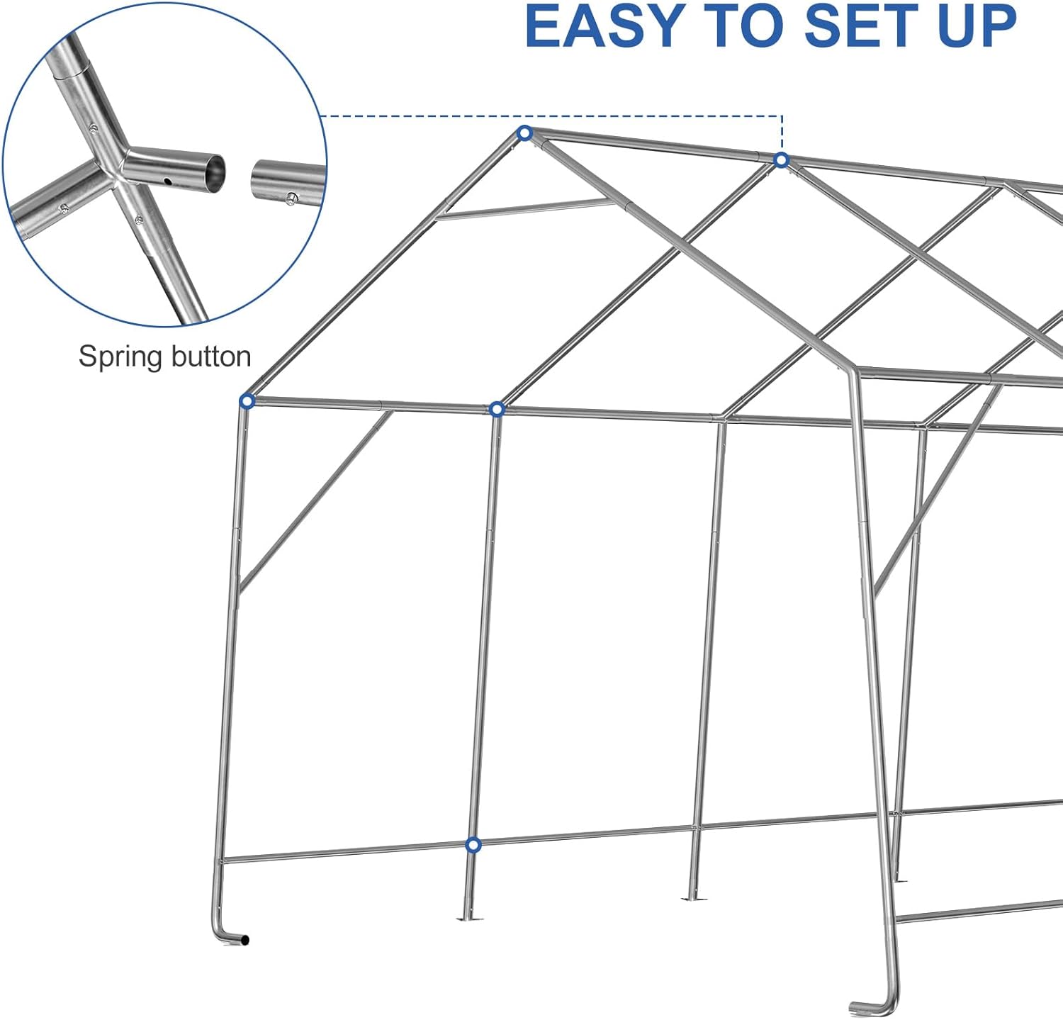 12x20ft Heavy Duty Carport, Car Port With All-Steel Metal Frame,Portable Garage For Automobile,Truck,Boat,Outdoor Storage Shelter,6*Ventilated Windows,4*Windproof Ropes,Anti-Snow Car Canopy