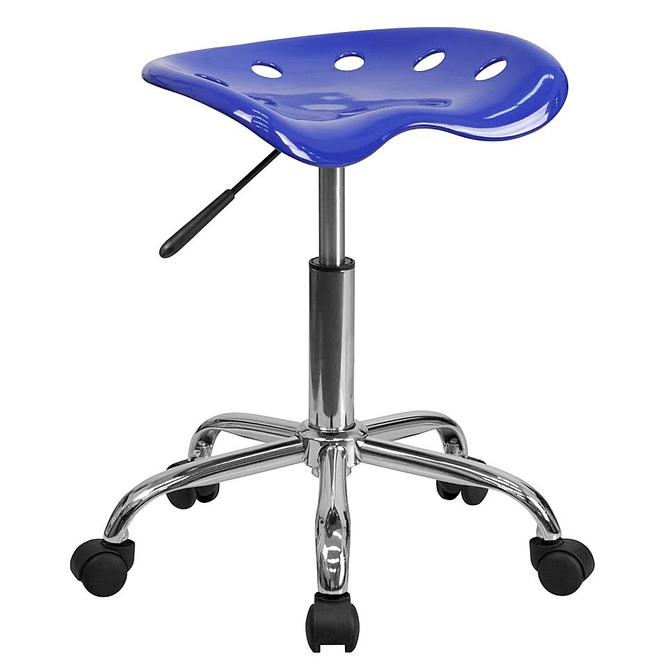 Flash Furniture Rolling Plastic Stool with Tractor Seat in Nautical Blue