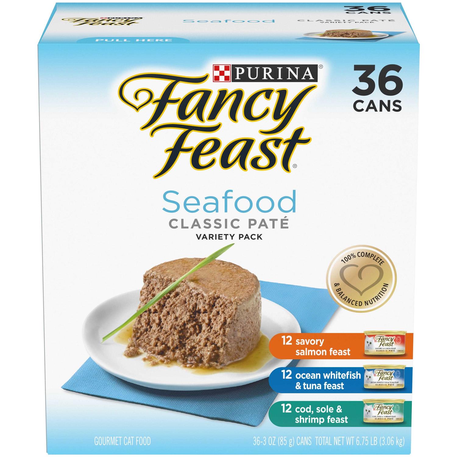 Fancy Feast Seafood Classic Pate Collection Variety Pack Grain-Free Wet Cat Food - Pet Supplies online store