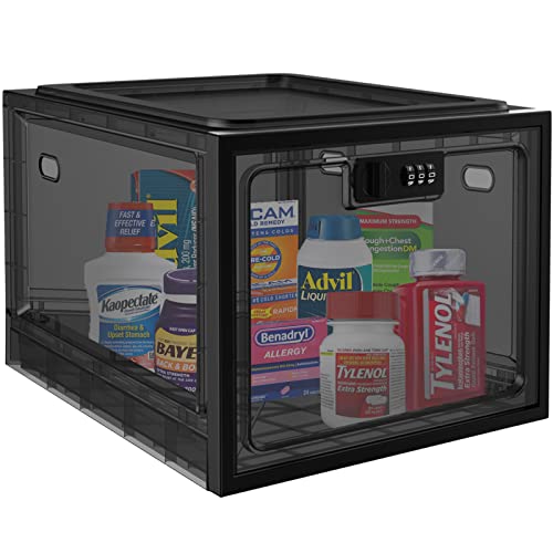 Medicine Lockable Storage Box for Medication Safe, Lock Box for Personal Items, Box with Lock for Phone, Snacks Food, Lockable Storage Cabinet for Home/Dorms/Office Storage Lockers, 2 Pack