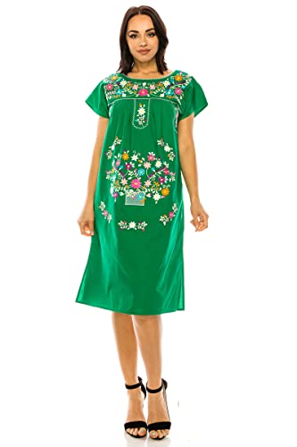 Women Embroidered Traditional Mexican Bohemian Long Casual Dress