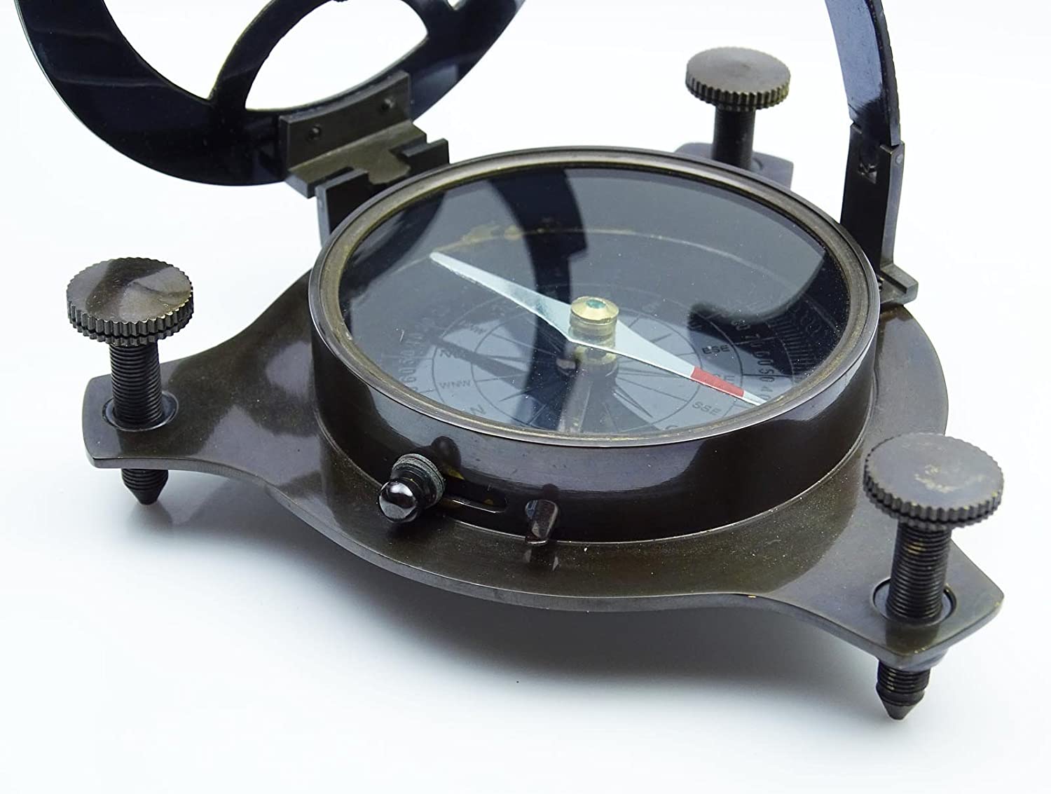 Antique Magnetic Compass Nautical Sundial 4.2 Brass Maritime Compass