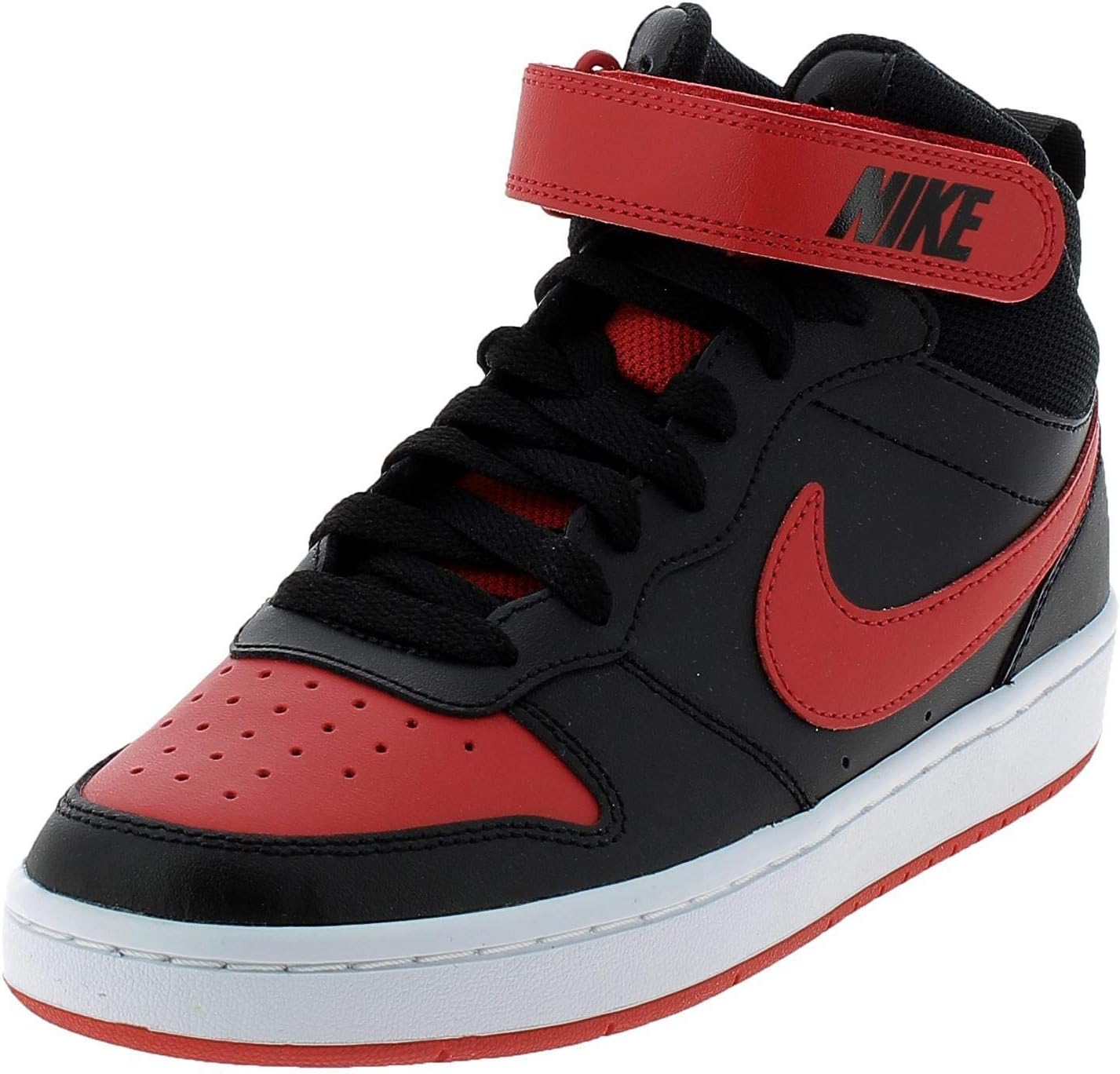 Nike Boy's Court Borough Mid 2 (Big Kid) Black/University Red/White 7 Big Kid M