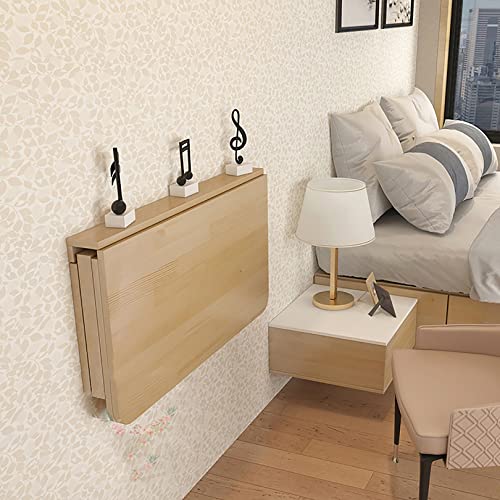 Side Table Solid Wood Wall Hanging Table Folding Table Dining Table Drop-Leaf Table Wall-Mounted Computer Table Desk Wall Table Study Table Double Support Side Table (Size : 80 * 40cm(31 * 16 (60 * 45