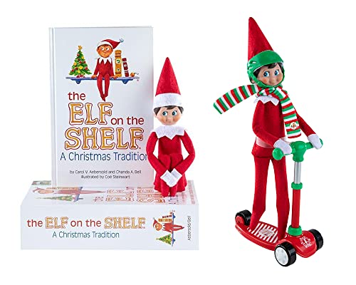 Elf On The Shelf Box Set with Scout Elf Boy (Blue Eyed) and Stand-N-Scoot Elves at Play Accessory (Multi-Item Bundle)