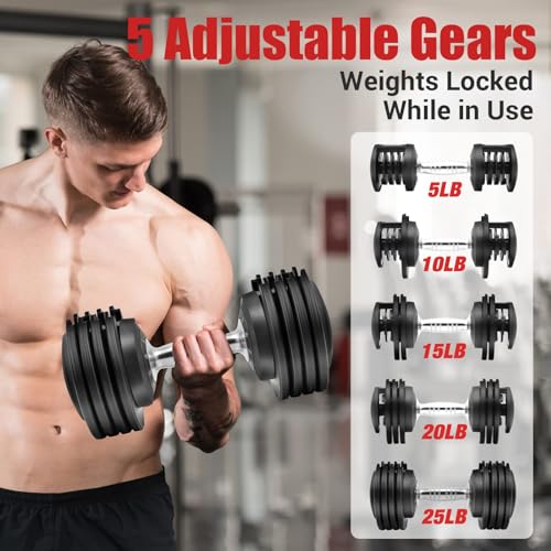 Adjustable Dumbbell Set, 25lb/55lb Free Weight Set Pair Fast Adjust Dumbbell Weight for Exercises,Dumbbells for Men and Women Home Gym Workout Equipment