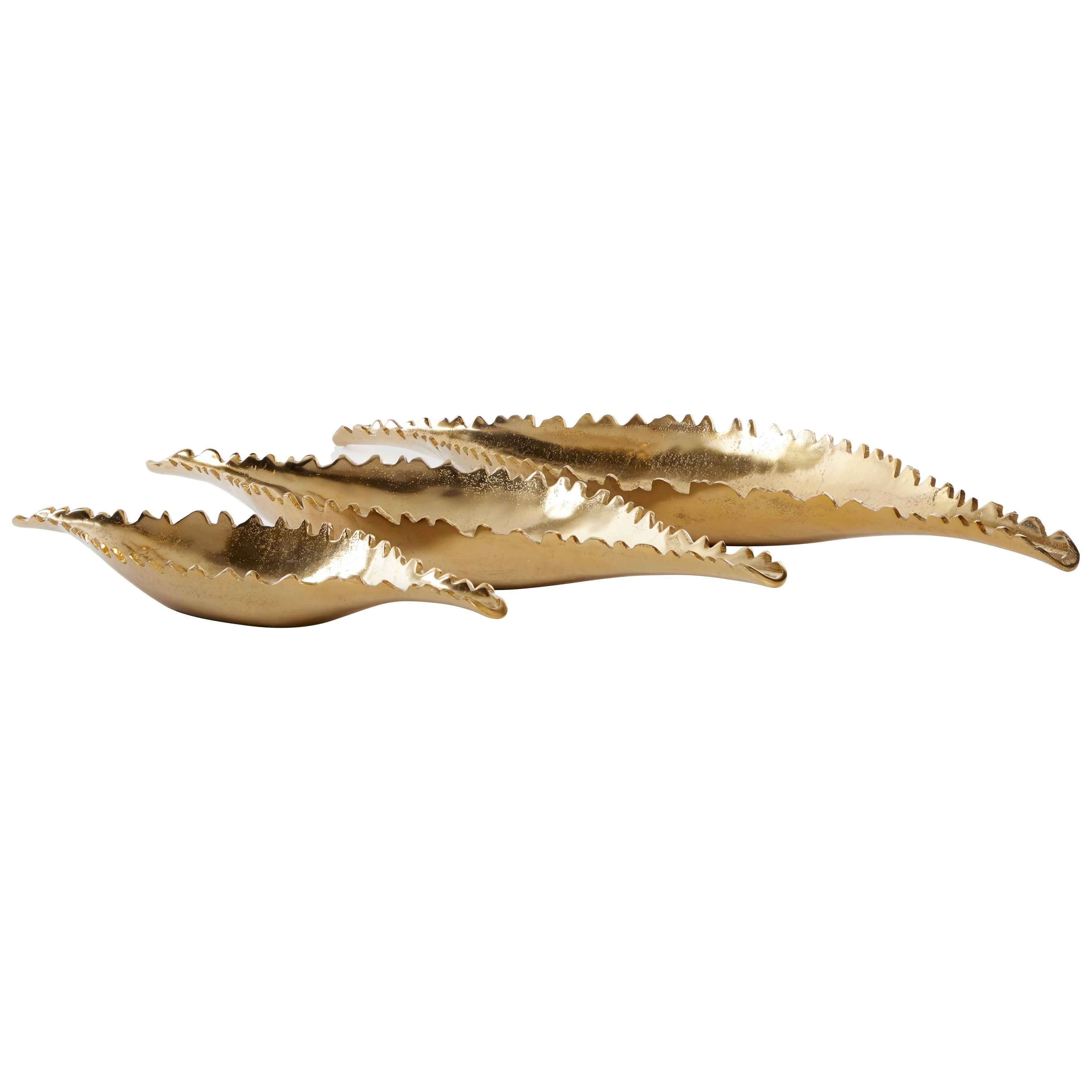 Venus Williams Large Metallic Gold Metal Boat Trays, Set of 3, 80755