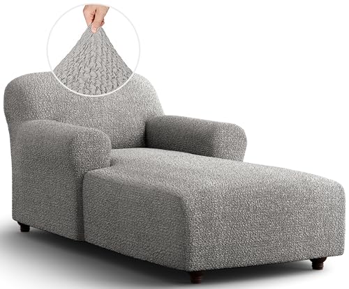 PAULATO BY GA.I.CO. Chaise Lounge Cover Lounge Chair Sofa Slipcover- Soft Polyester Fabric Slipcovers - 1-Piece Form Fit Stretch Furniture Slipcover - Mille Righe Collection - Cream (Chaise Lounge)