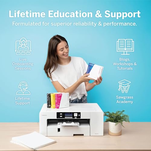 Sawgrass SG1000 Sublimation Printer Bundle | Professional Dye-Sublimation Printer with 31mL SubliJet UHD Inks & TruePix Paper | Prints Up to 11”x17” | Wi-Fi | Auto-Maintenance | Business-Ready
