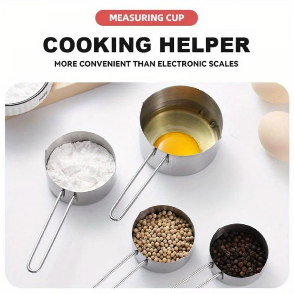 Stainless Steel Measuring Spoons and Measuring Cups, Kitchen Tools for Drying and Liquid Ingredients, Cooking and Baking Categories, Measuring Spoons, Measuring Cups, Scale Bowls