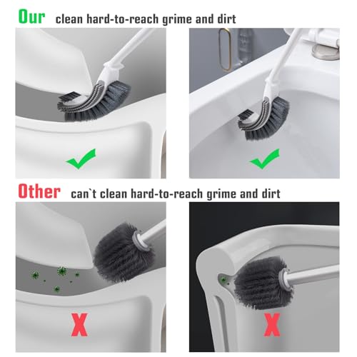 MMIOFANT Toilet Bowl Brush and Holder Set, Premium Quality, Wall Mount Silicone Toilet Cleaner Scrubber, Toilet Wand with Solid Handle and Durable Bristles for Bathroom deep Cleaning