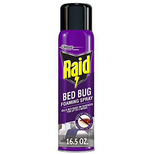 Raid Bed Bug Foaming Spray, Kills Bed Bugs and Their Eggs, for Indoor Use, Non-Staining, Keeps Killing for Weeks, 16.5 oz (Pack of 1)