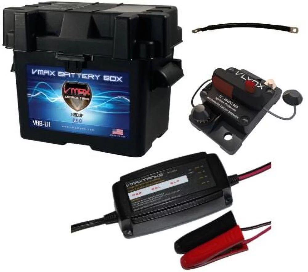 Marine Battery Box Kit: U1 Box + Smart Charger + 9