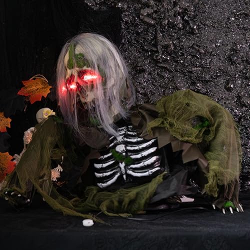 Halloween Decorations Outdoor, Animatronic Zombie Groundbreaker with Light and Sound, Motion Sensor Activated, Graveyard Lawn Yard Haunted House Props, Spooky Halloween Decor