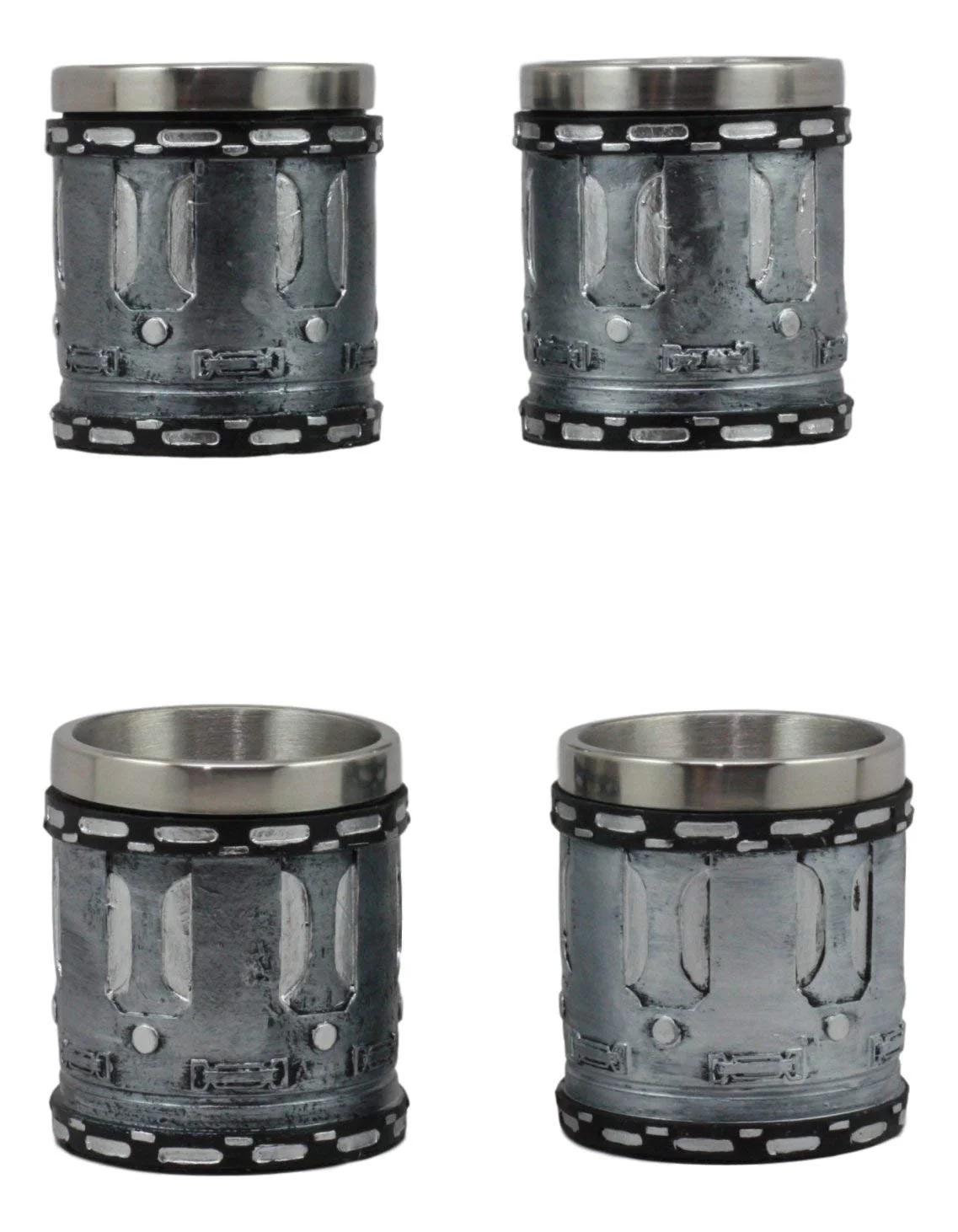Western Novelty Revolver Pistol Gun Barrel Cylinder Shot Glass 2-Ounce Set of 4