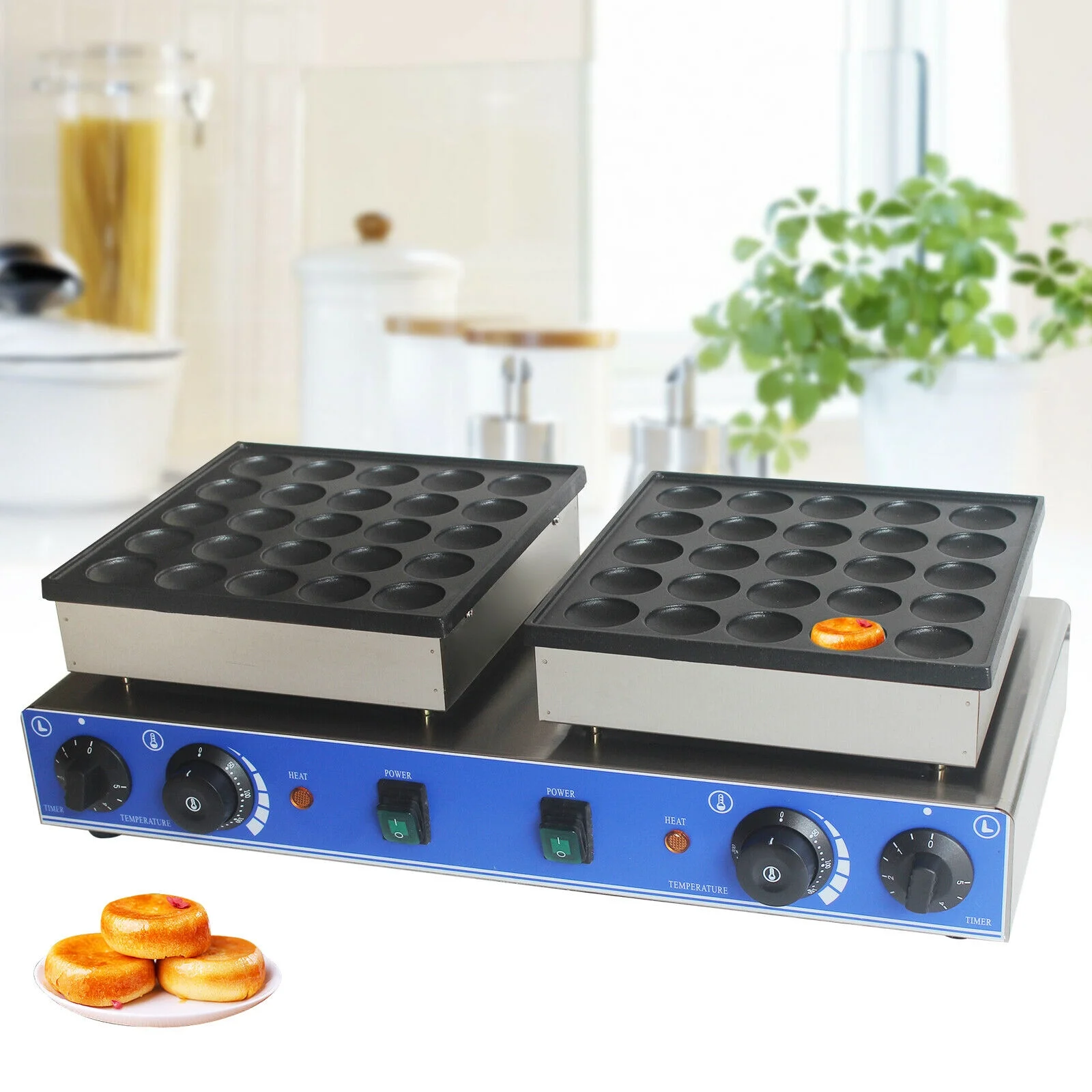 ANQIDI 1600W 25 + 25 Pcs Mini Stainless Steel Waffle Maker Electric Nonstick 1.7