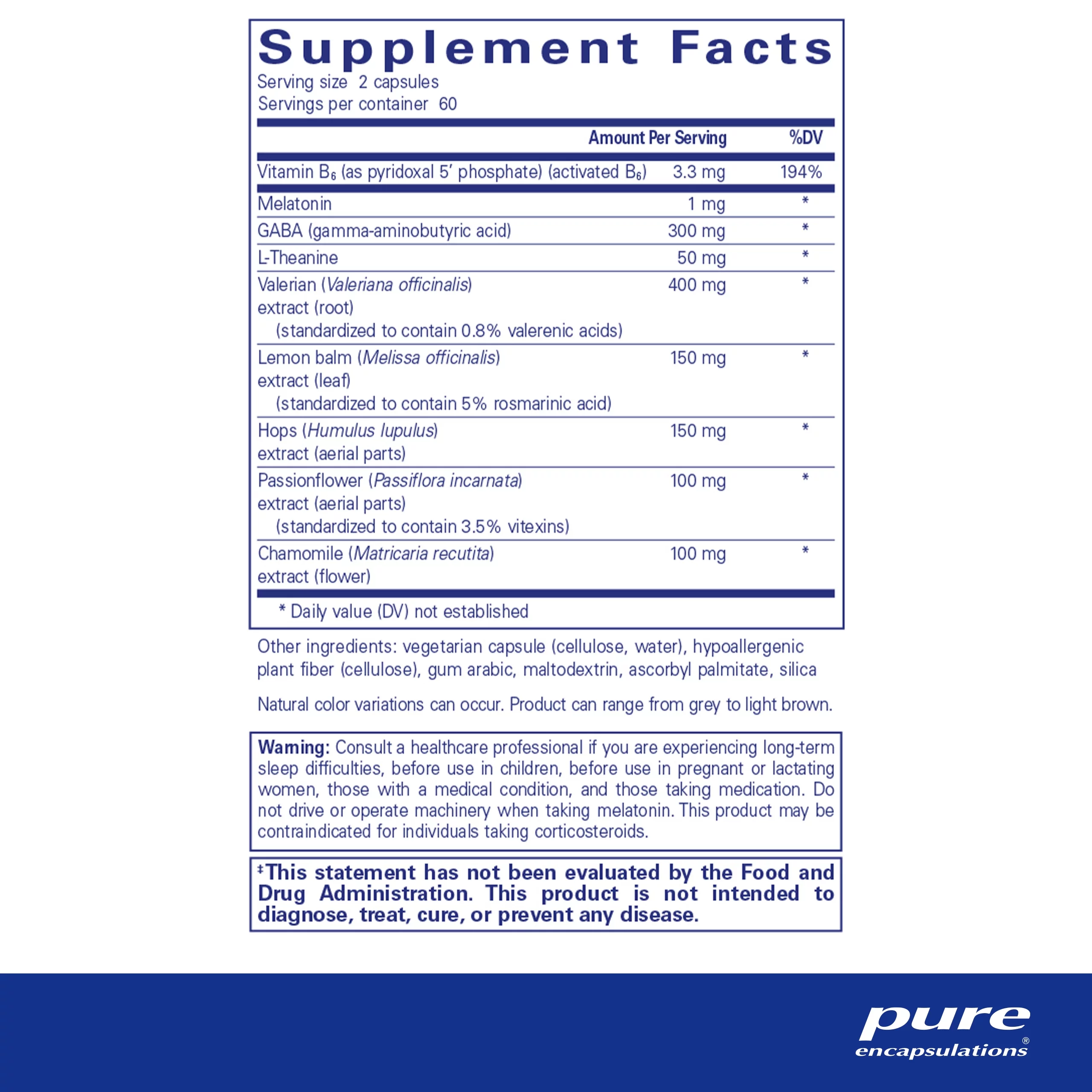 Pure Encapsulations Best-Rest Formula | Supplement to Support the Onset of Sleep and Sleep Quality* | 120 Capsules