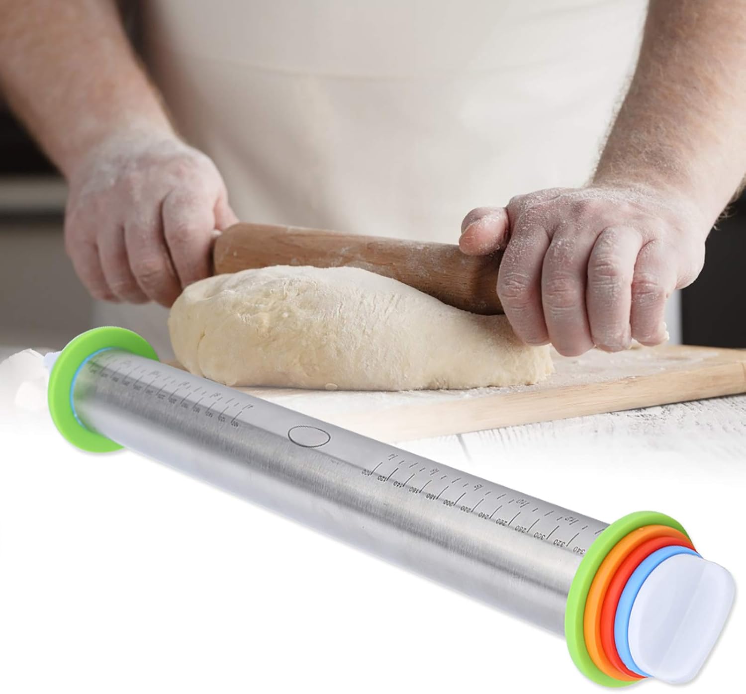 With Scale Rolling Pins, Kitchen Roller Dough Sheeter, Kitchen for Bakery Home Baking