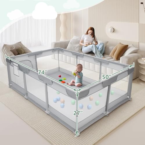 Baby Playpen Baby Playard, Playpen for Babies and Toddlers with Gate, 50x50 Baby Fence, Sturdy Safety Playpen, Indoor & Outdoor Kids Activity Center